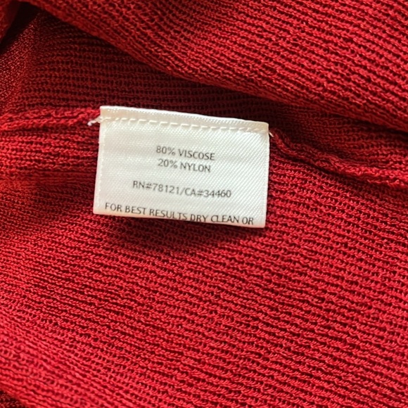 Eileen Fisher Open Front Viscose & Nylon Cardigan Red Size Medium - Picture 9 of 9